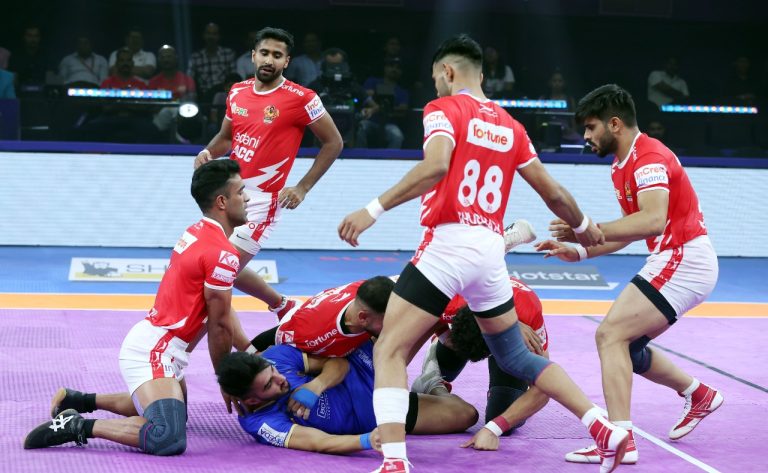 Nitin Panwar powers Gujarat Giants to their first win of PKL 12 with dominant defensive performance against Tamil Thalaivas